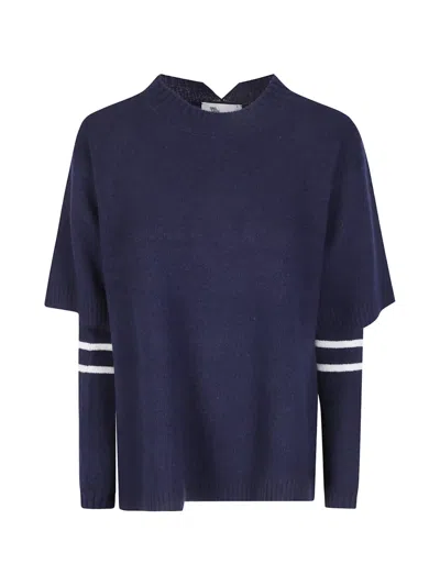 Sibel Saral Layered-sleeve Striped Sweater In Blue