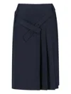Sibel Saral Navy Wool Midi Skirt With Pleated Detail In Blue