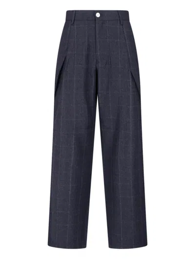 Sibel Saral Windowpane-pattern Pleated Trousers In Blue