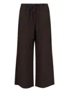 Sibel Saral Wide-leg Trousers With Elastic Waistband And Minimalist Design In Brown