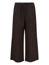 Sibel Saral Wide-leg Trousers With Elastic Waistband And Minimalist Design In Brown