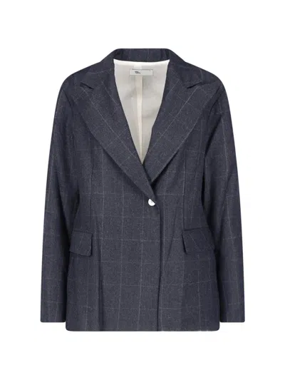 Sibel Saral Windowpane Single-breasted Blazer In Blue
