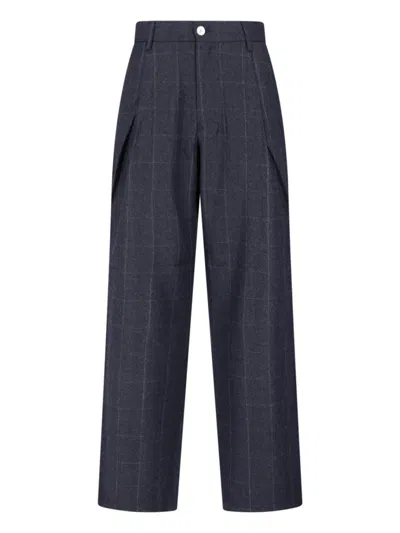 Sibel Saral Windowpane Wide-leg Trousers In Blue