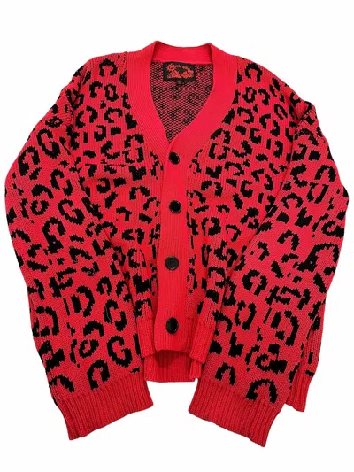 Pre-owned Siberia Hills Ss20 Leopard Cheetah Red Knit Cardigan