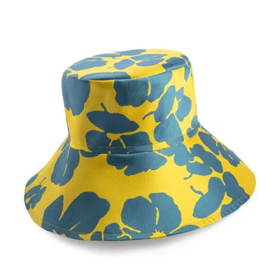 Sibi Hats Blue / Yellow The Lady Of The Camellias – Floral Silk Blend Hat In Multi
