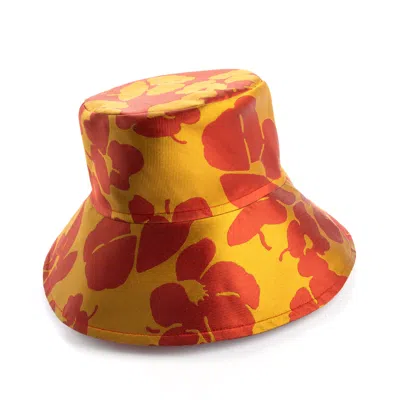 Sibi Hats Brown / Yellow / Orange The Lady Of The Camellias – Floral Silk Blend Floppy Hat In Multi