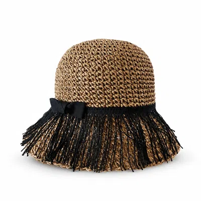 Sibi Hats Women's Black / Brown Neri - Handmade Crochet Raffia Bucket Hat In Pattern