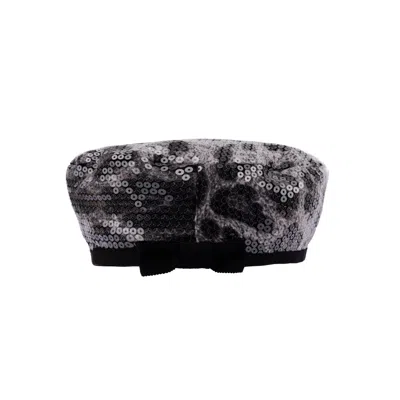 Sibi Hats Women's Black / Grey Suzy - Leopard Print Sequin Beret Hat In Black/grey