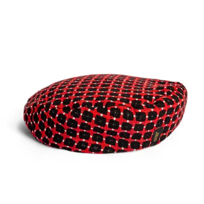 Sibi Hats Women's Black / Red / White Diana -  Mesh Tweed Beret Hat In Black/red/white