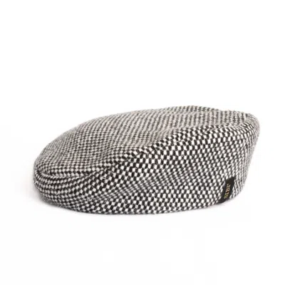 Sibi Hats Women's Black / Silver / White Diana - Checkered Wool Beret Hat In Black/silver/white