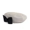 Sibi Hats Women's Black / Silver / White The Bow And The Hat - French Beret With Silk Bow In Black/silver/white