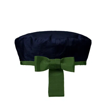 Sibi Hats Women's Blue / Green Catch Me - Navy Silk French Beret Hat In Blue/green