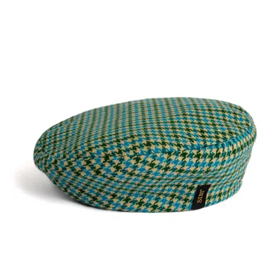 Sibi Hats Women's Blue / Green Chester Green Tartan Beret Hat In Blue/green