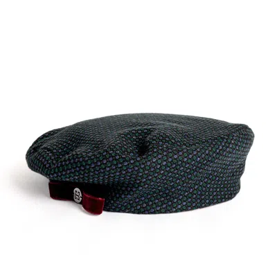 Sibi Hats Women's Blue / Red Vera - Lightweight Blue Winter Beret Hat With Velvet Bow In Blue/red