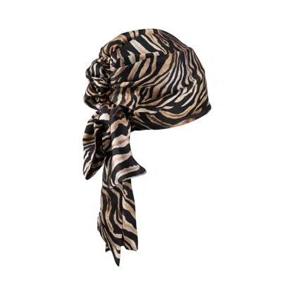 Sibi Hats Women's Brown / Black / Neutrals Safari Vibes - Tiger Print Silk Bandana In Brown/black
