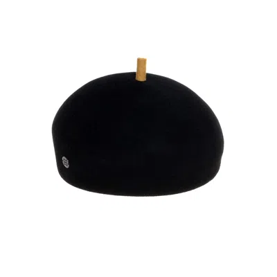 Sibi Hats Women's Cloé - Black Beret Hat With Yellow Swirl