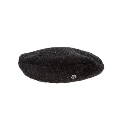 Sibi Hats Women's Diana - Black Shiny Tweed Beret Hat
