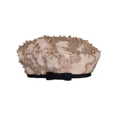 Sibi Hats Women's Gold Fatima - Pearl Embellished Beret Hat In Brown