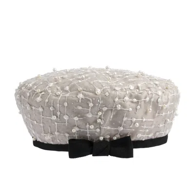 Sibi Hats Women's Grey / Black Jacqueline - Pearl Embellished Grey Beret Hat In Gray