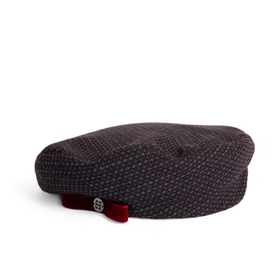Sibi Hats Women's Grey / Red Vera - Lightweight Grey Winter Beret Hat With Velvet Bow In Grey/red