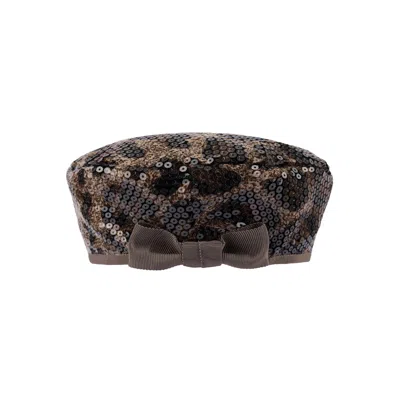 Sibi Hats Women's Neutrals / Brown Suzy - Leopard Print Sequin French Beret Hat