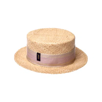 Sibi Hats Women's Neutrals / Pink / Purple Funtastic - Raffia Straw Boater Hat In Brown
