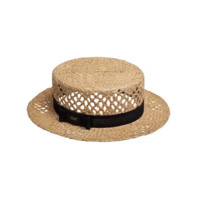 Sibi Hats Women's Neutrals Taylor - Vented Straw Boater Hat I In Black