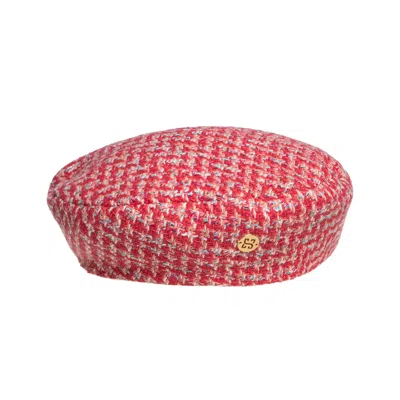 Sibi Hats Women's Red / White Diana - Red Tweed Beret Hat In Red/white
