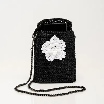 Sibylla Delphica Black / White Handmade Crochet Phone Case - Black In Multi