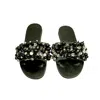 Sibylla Delphica Women's Black Jeweled Leather Sandals Full Of Crystals Hermia Black In Black
