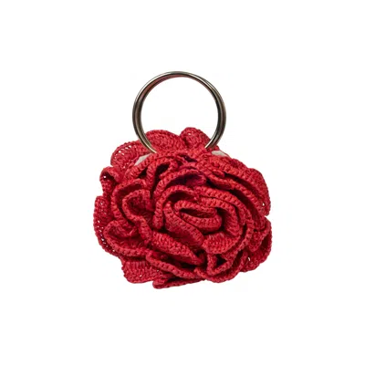 Sibylla Delphica Women's Handwoven Flower Tote, Rose-red