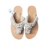 Sibylla Delphica Women's White Jeweled Leather Sandals Full Of Pearls -  Olympia