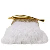 Sibylla Delphica Women's White Swan Crochet Clutch With Handle Ornated