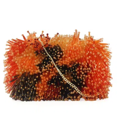 Sibylla Delphica Women's Yellow / Orange / Black Glass Beads Embellished Clutch Bag - Gaia