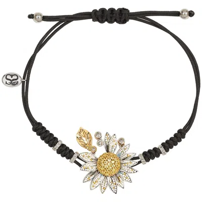 Pre-owned Sicis Jewels 18k Gold Micro Mosaic Daisy Bracelet With Diamonds In Multi