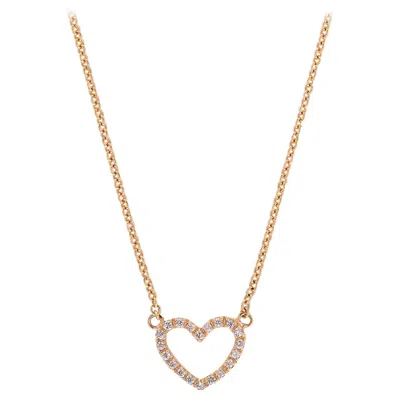 Pre-owned Sicis Jewels 18k Rose Gold Heart Necklace With White Diamonds