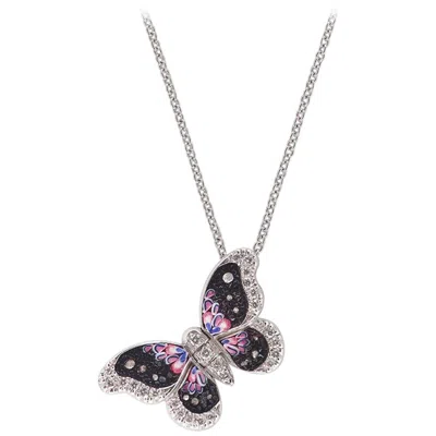 Pre-owned Sicis Jewels 18k White Gold Diamond Micro Mosaic Pendant Necklace