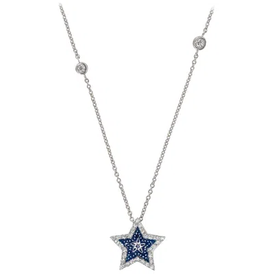 Pre-owned Sicis Jewels 18k White Gold Diamond Micro Mosaic Pendant Necklace