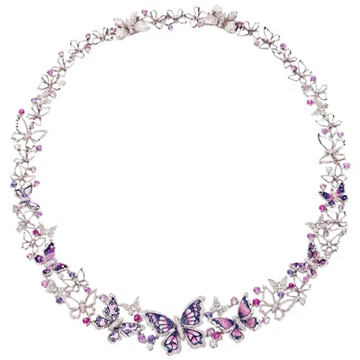 Pre-owned Sicis Jewels 18k White Gold Micromosaic Necklace With Diamonds