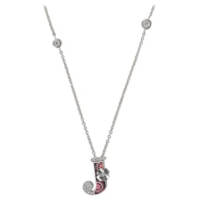 Pre-owned Sicis Jewels 18kt White Gold Micromosaic Letter J Necklace With Diamonds