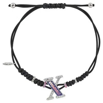 Pre-owned Sicis Jewels 18kt White Gold Micromosaic X Bracelet With Diamonds & Sapphires