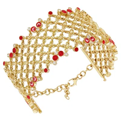 Pre-owned Sicis Jewels Bracelet In Yellow Gold With White Diamonds And Micromosaic