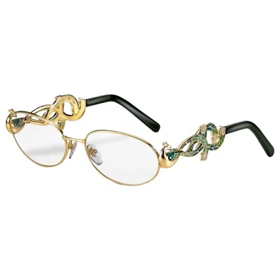 Pre-owned Sicis Jewels Glasses In 18kt Yellow Gold With White Diamonds, Tsavorite With Micro Mosaic