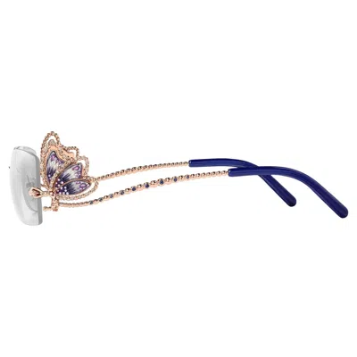 Pre-owned Sicis Jewels Micro Mosaic 18kt Rose Gold Glasses With Diamonds & Sapphires In Red
