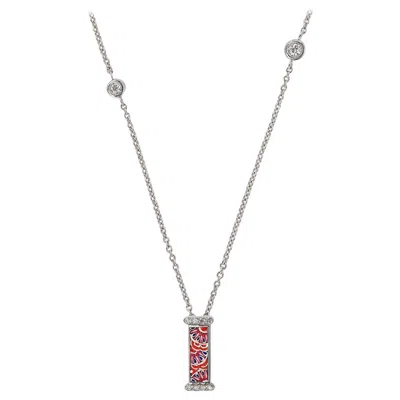Pre-owned Sicis Jewels Micro Mosaic Letter I Necklace In 18kt White Gold With Diamonds