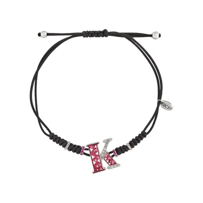 Pre-owned Sicis Jewels Modern 18kt White Gold Micromosaic Letter K Bracelet By