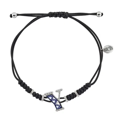 Pre-owned Sicis Jewels Modern 18kt White Gold Y Bracelet With Diamonds And Micromosaic