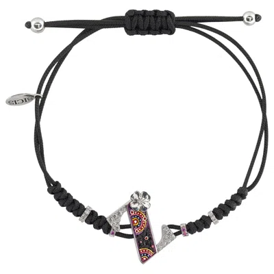 Pre-owned Sicis Jewels Modern White Gold Letter Z Bracelet With Diamonds, Sapphires And Micromosaic