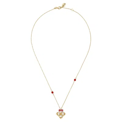 Pre-owned Sicis Jewels Necklace In 18kt Gold With White Diamonds And Hand Decorate Micromosaic