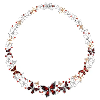 Pre-owned Sicis Jewels Necklace In White And Rose Gold With White Diamonds, Sapphires And Micromosaic